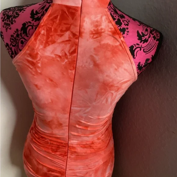 Tie-Dye Halter Mini Dress in Coral M - Picture 10 of 16